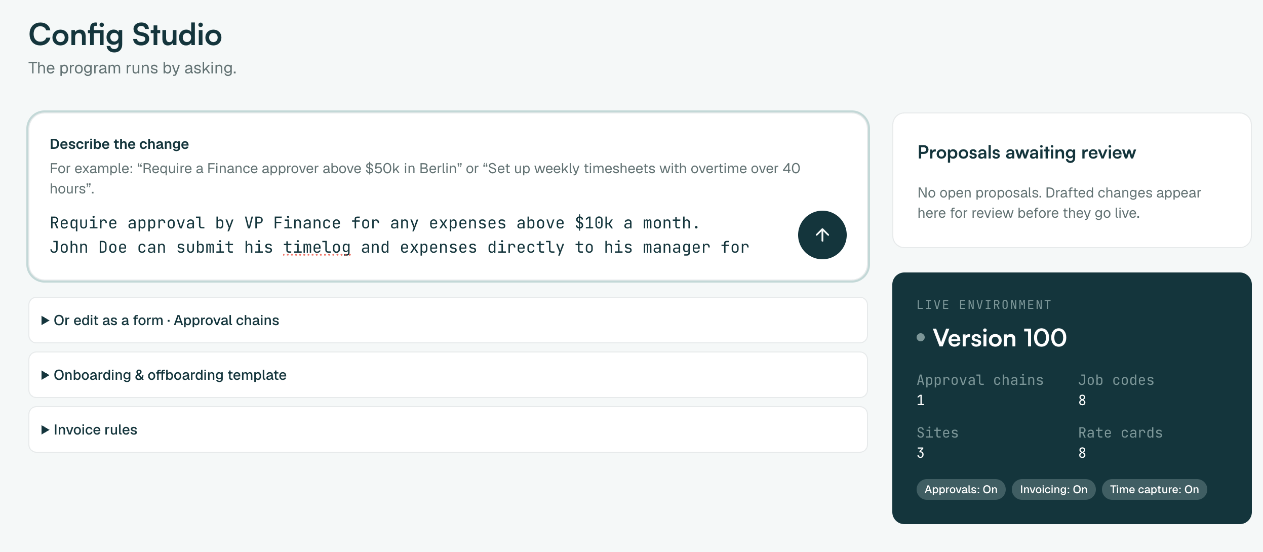 VendOrca HR view: onboarding, rate cards and approval flows